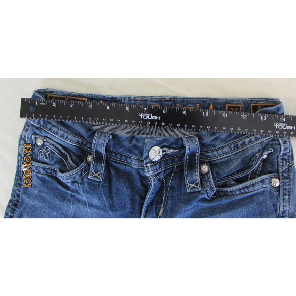 Rock Revival Easy Ankle Sasha Skinny Jeans Womens 27 Low Flap Pocket Bling - Picture 10 of 12